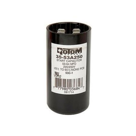 PEM MOTORS Rotom 53C-1, 53-64MFD, 220/250V, Start Capacitor, Round 53C-1